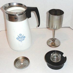 Vintage Corning Ware 9 Cup Coffee Percolator Pot Blue Cornflower